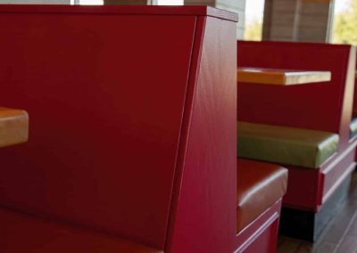 cookout commercial interior paint job red booths